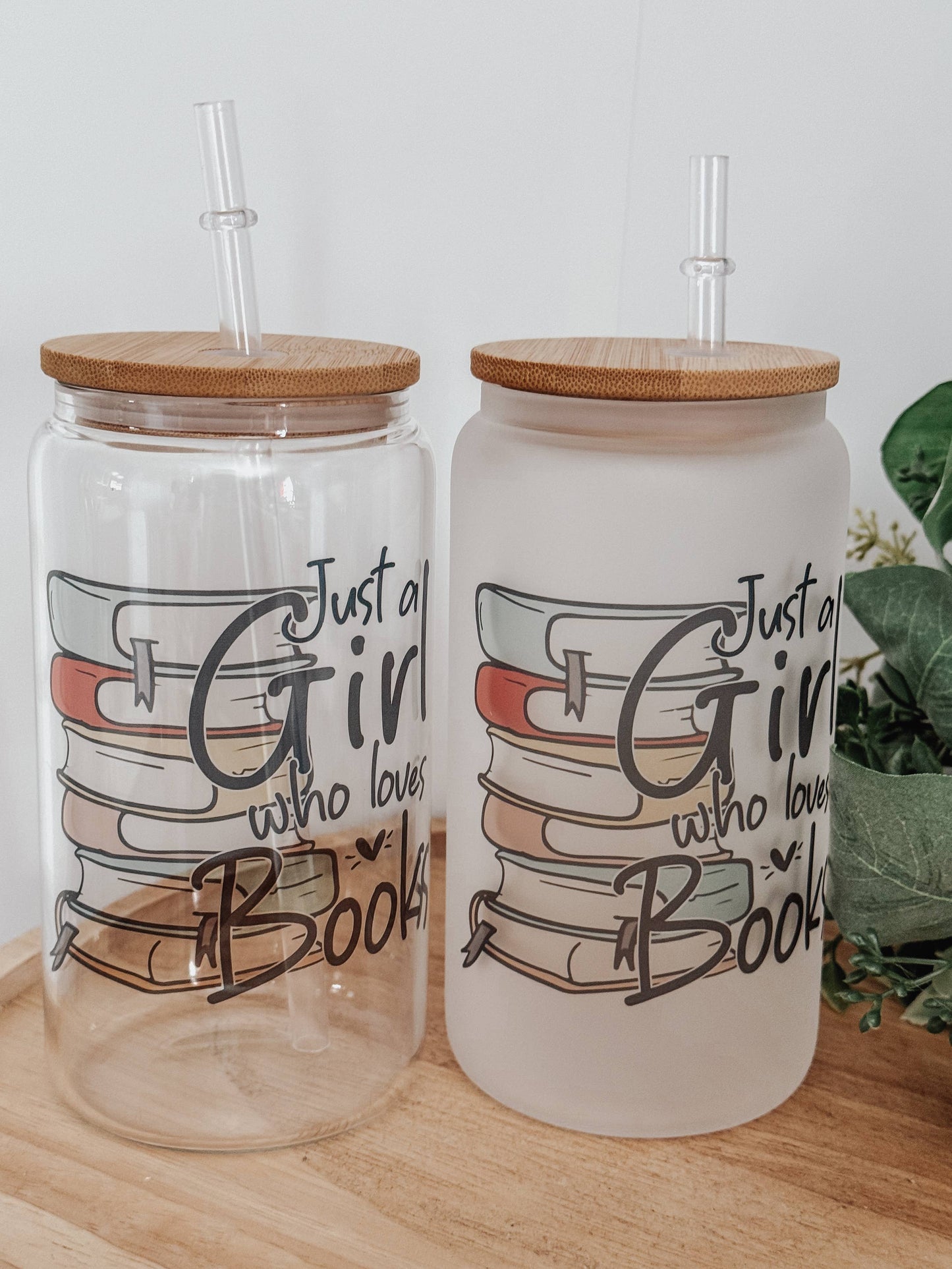 Booklover 16oz Glass Cup with Bamboo Lid: Clear