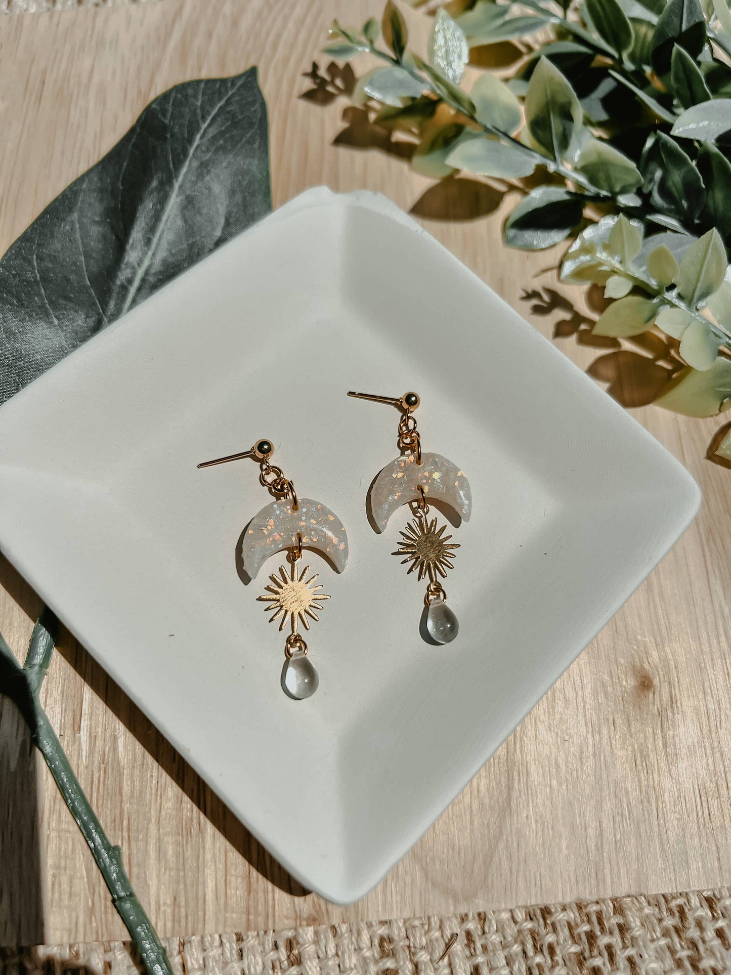 Moon - Sun - Drop - Polymer Clay Earrings