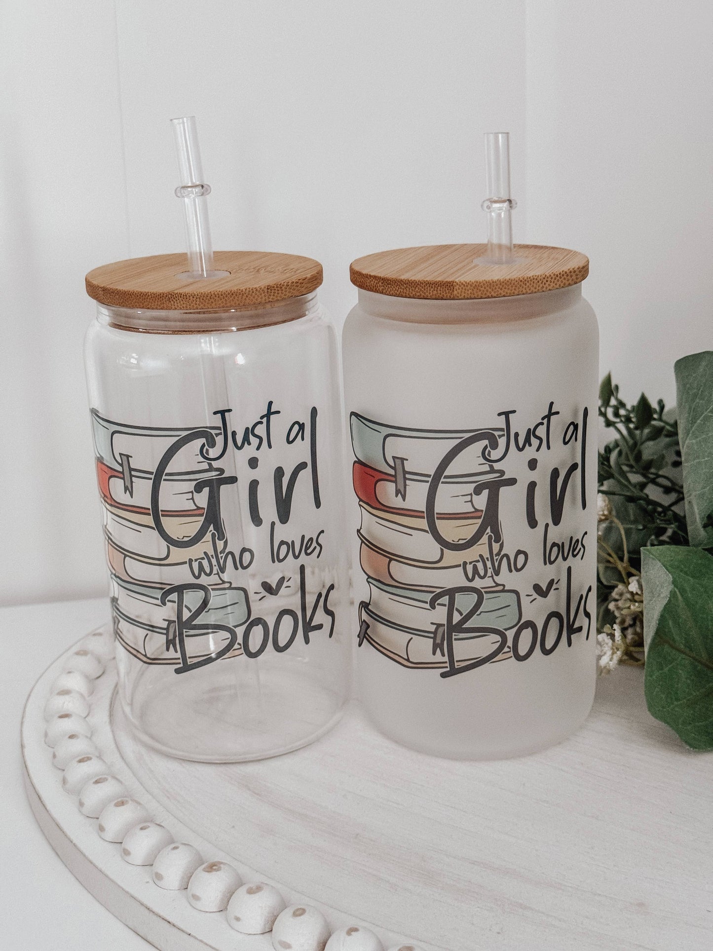 Booklover 16oz Glass Cup with Bamboo Lid: Clear