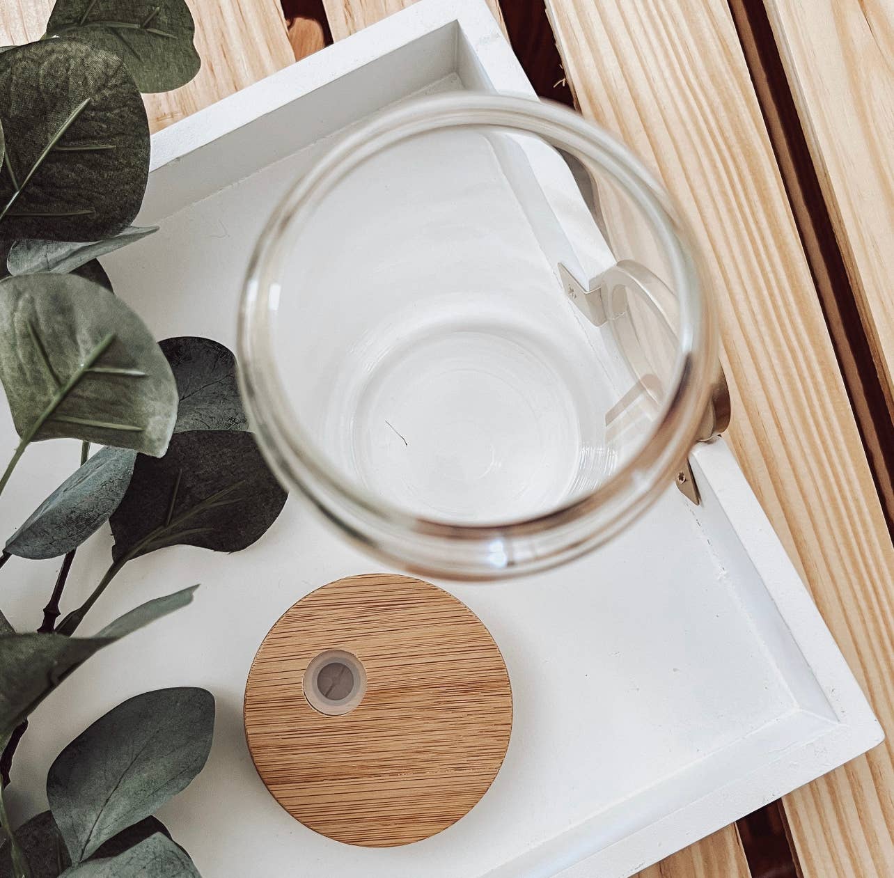 Booklover 16oz Glass Cup with Bamboo Lid: Clear