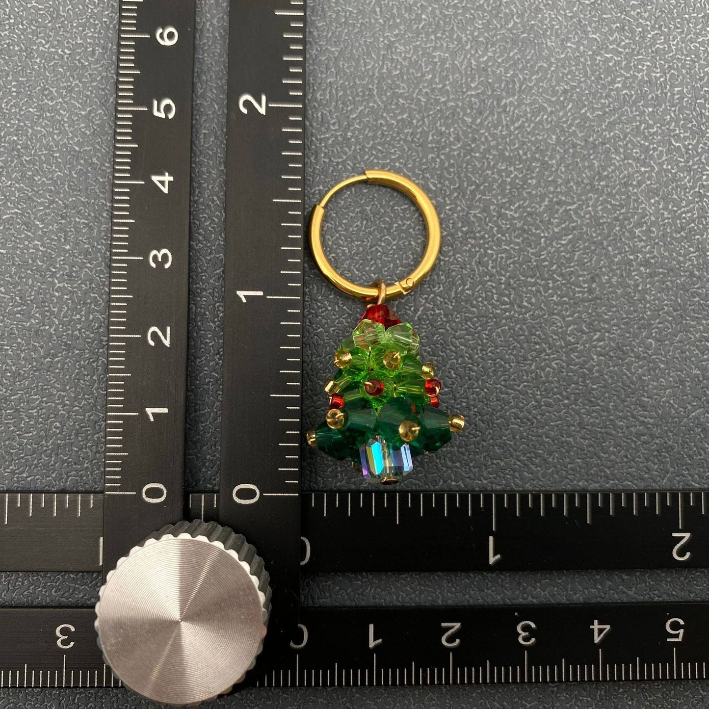 Crystal Christmas Tree 18K Golden SS Huggie Earrings - FGS