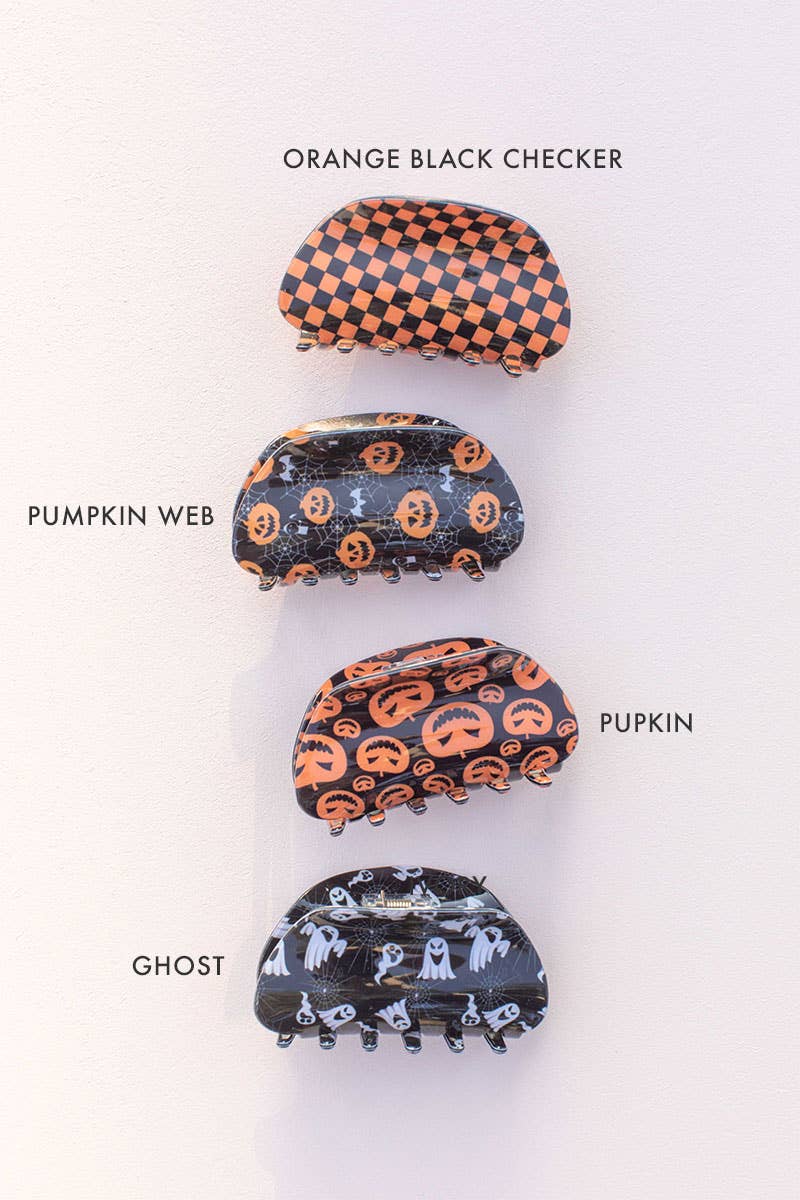 Halloween Pumpkin Witch Web Clip Hair Claw: Ghost