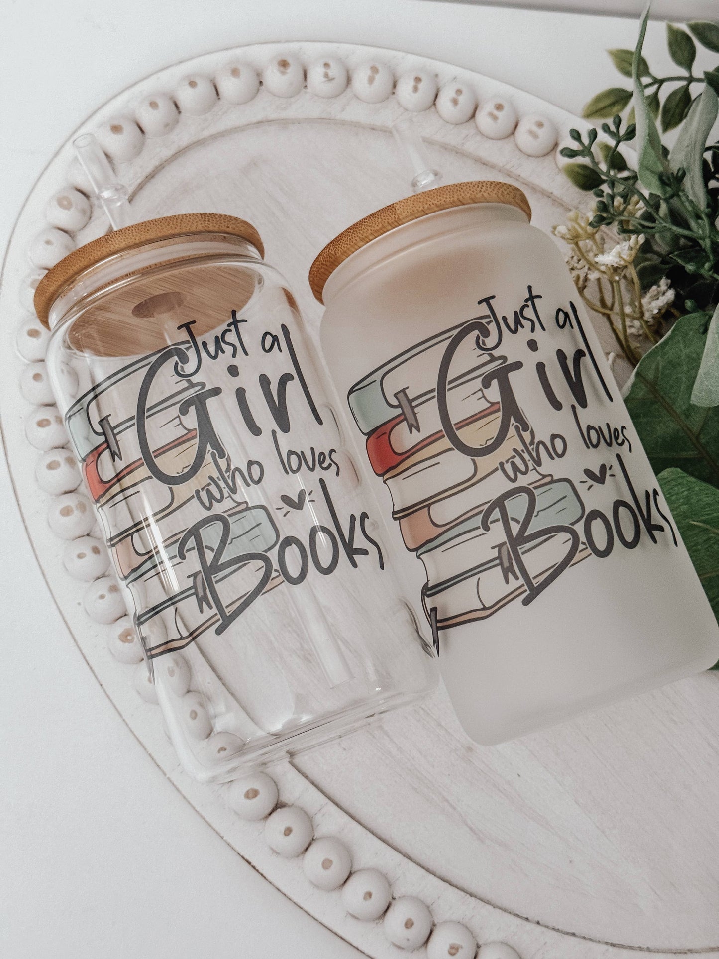 Booklover 16oz Glass Cup with Bamboo Lid: Clear