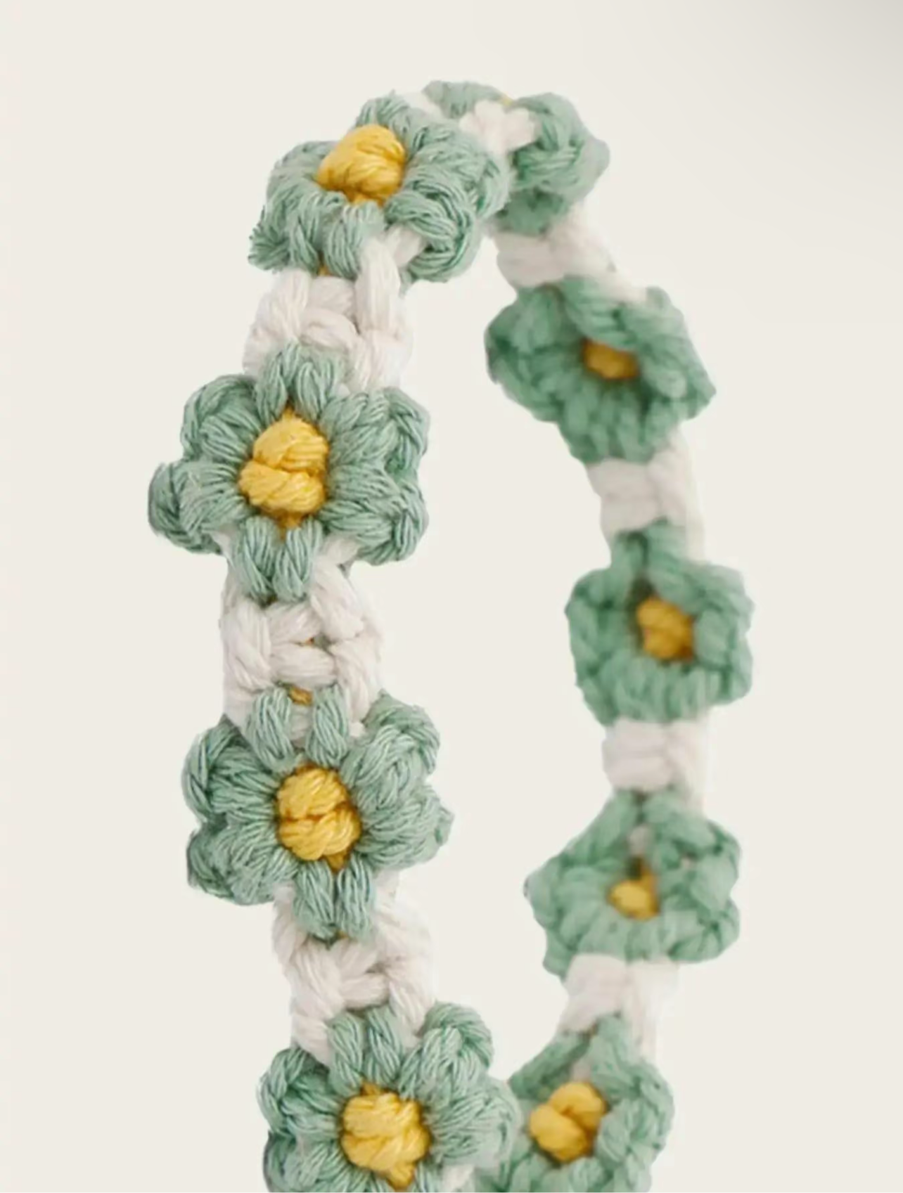 Crochet Flower Keychain: Green