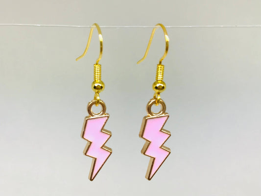 Thunderbolt Earrings: Pink/Gold