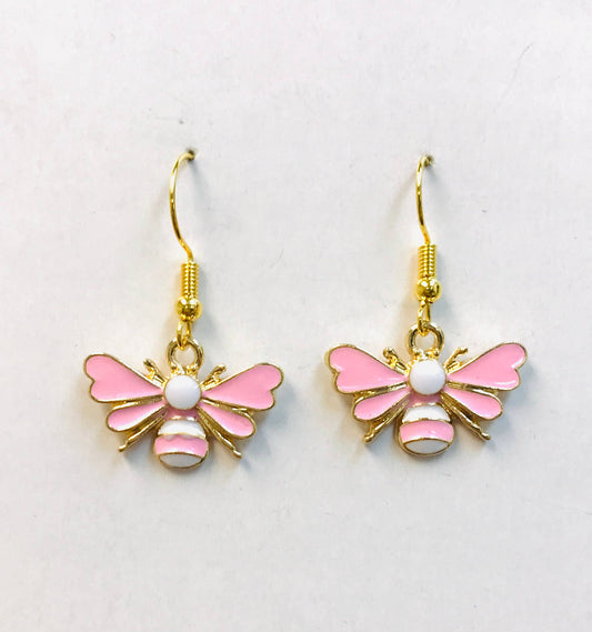 PINK Earrings Honey Bee