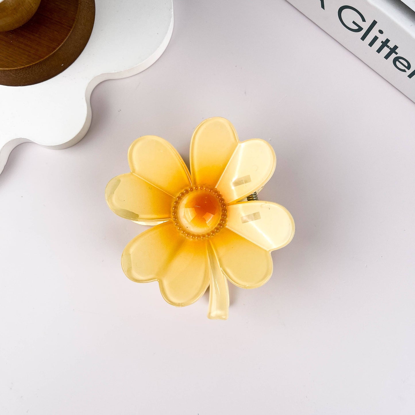 Four Leaf Clover Hair Clip: Yellow