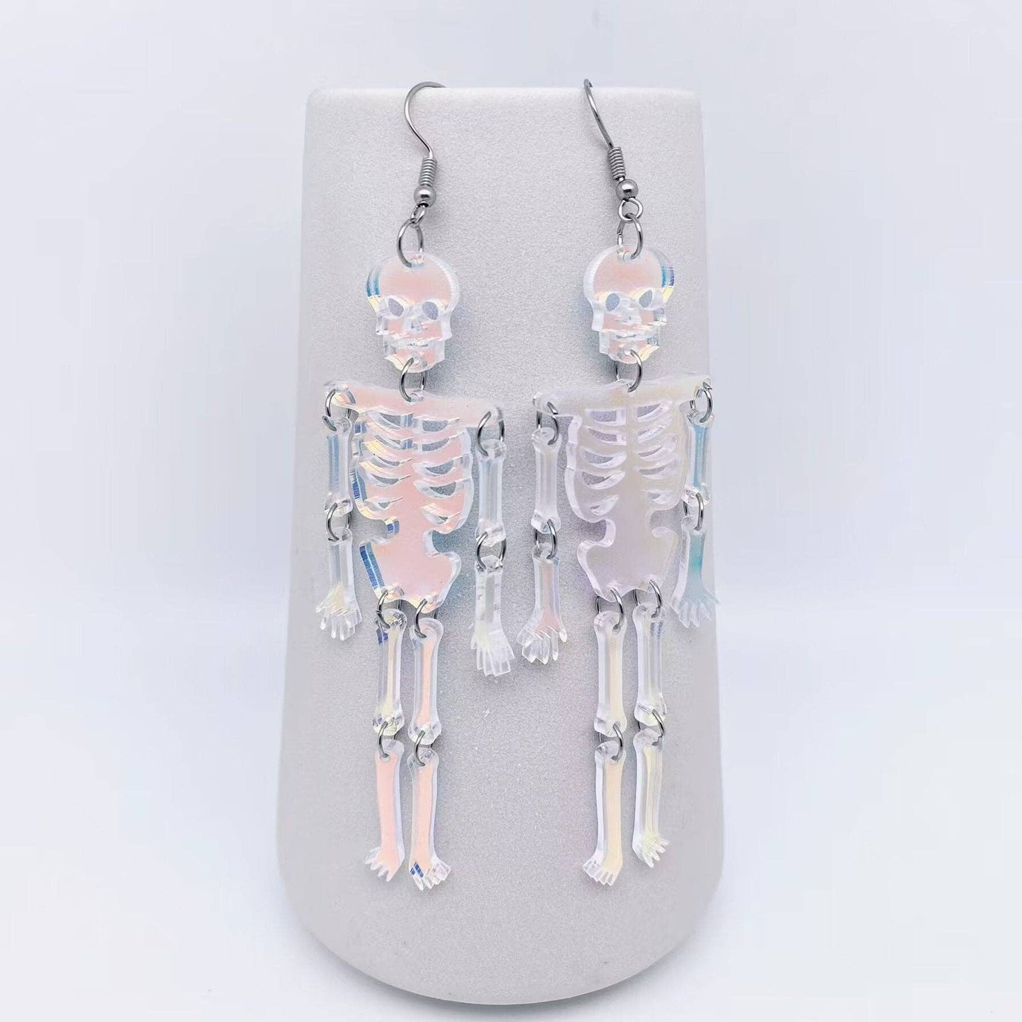 Acrylic Reflecting Light Skelly Dangle Earrings