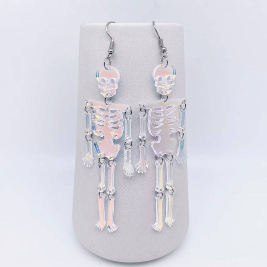 Acrylic Reflecting Light Skelly Dangle Earrings