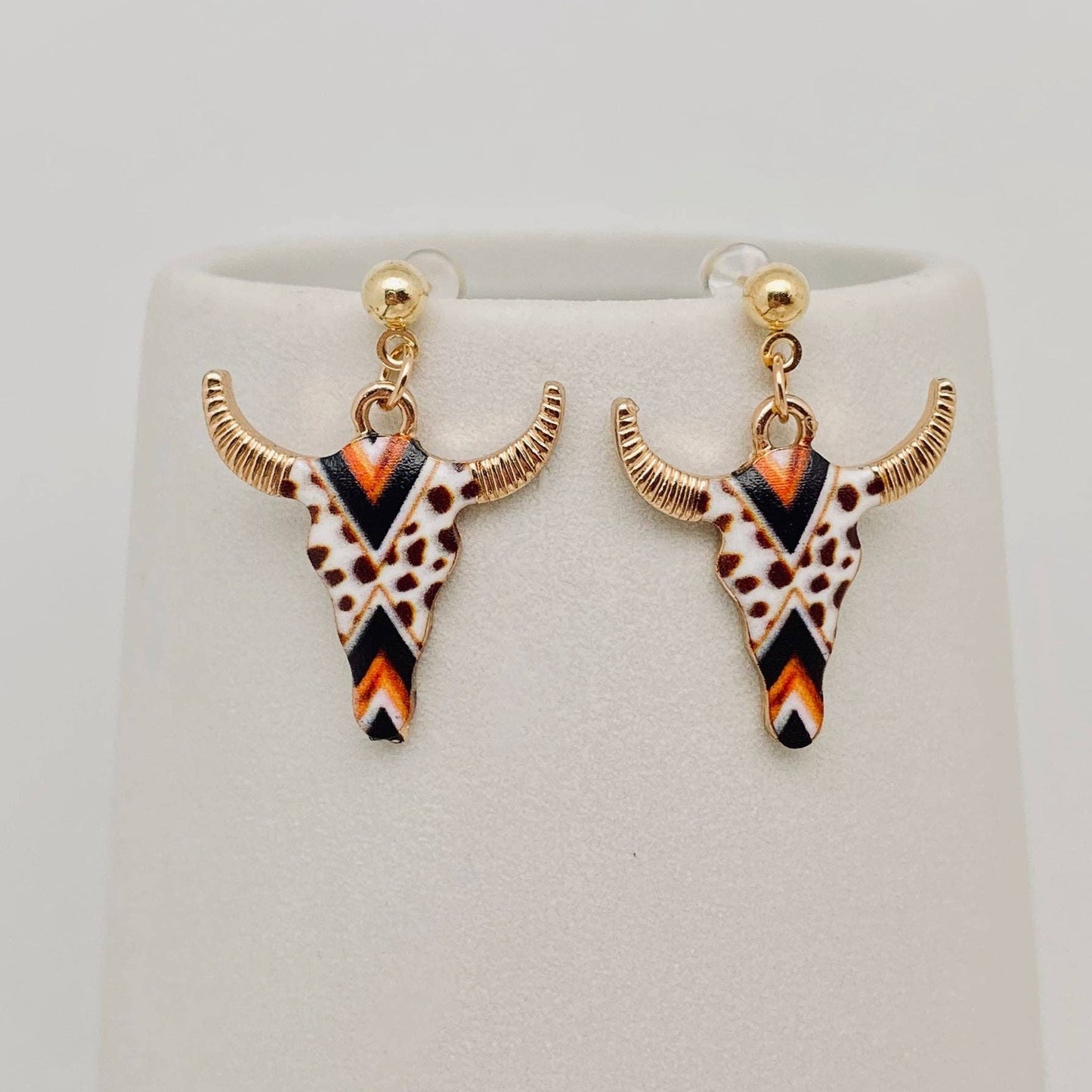 Western Colored Cow's Head Earrings