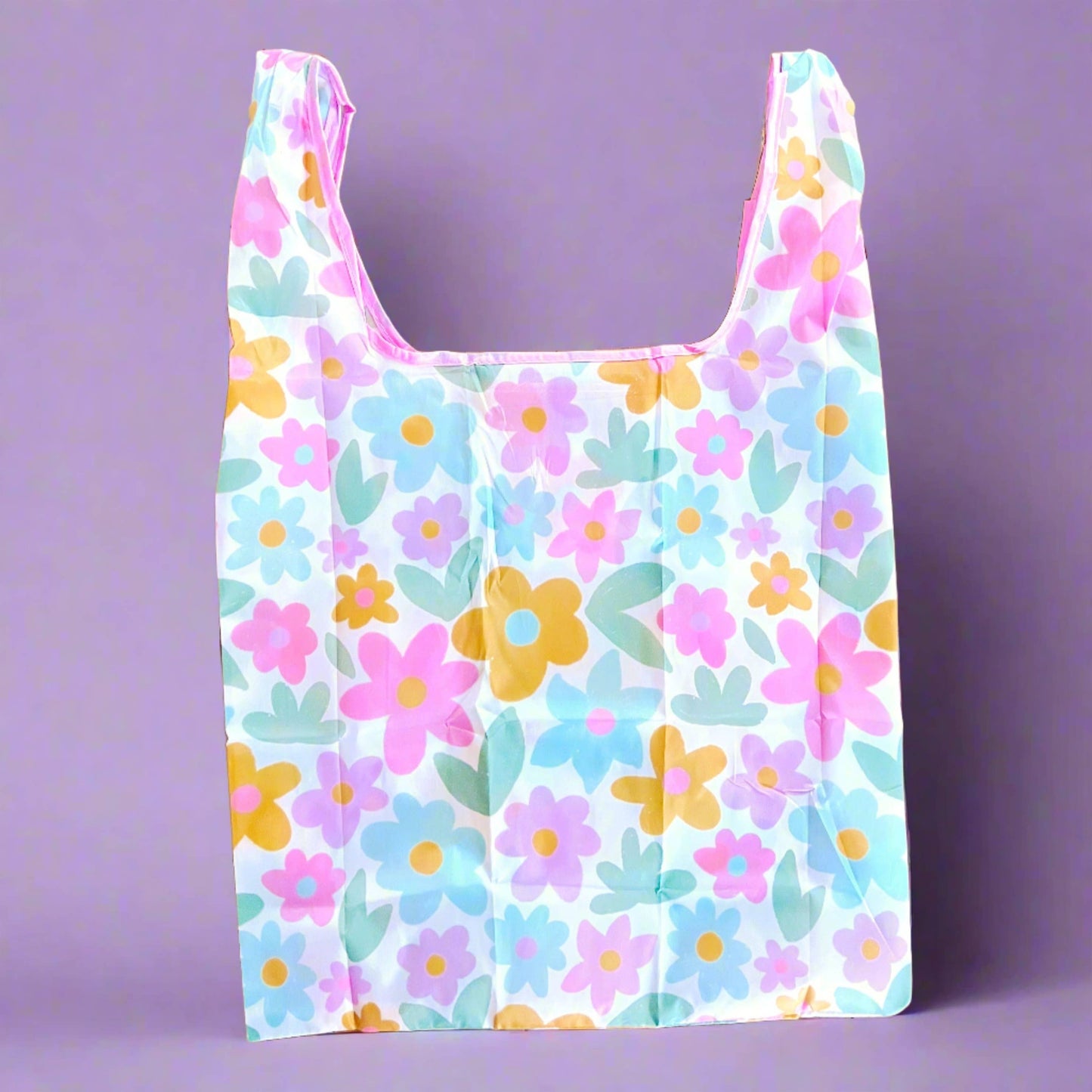 Nylon Reusable Bag - Sage Bloom Pattern