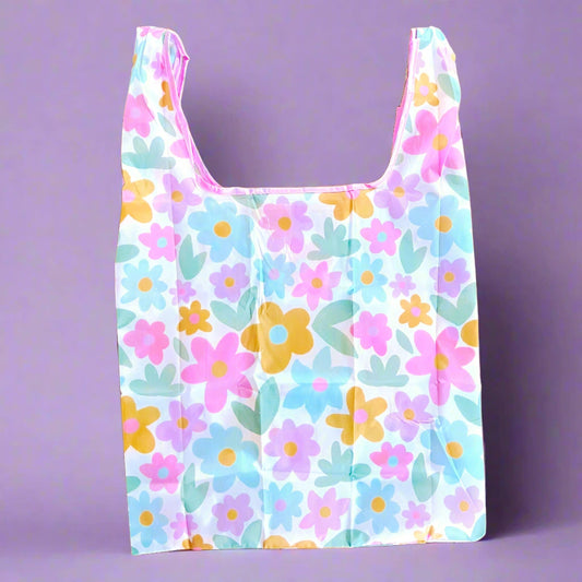 Nylon Reusable Bag - Sage Bloom Pattern