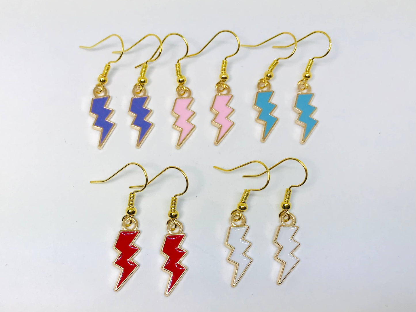 Thunderbolt Earrings: Pink/Gold