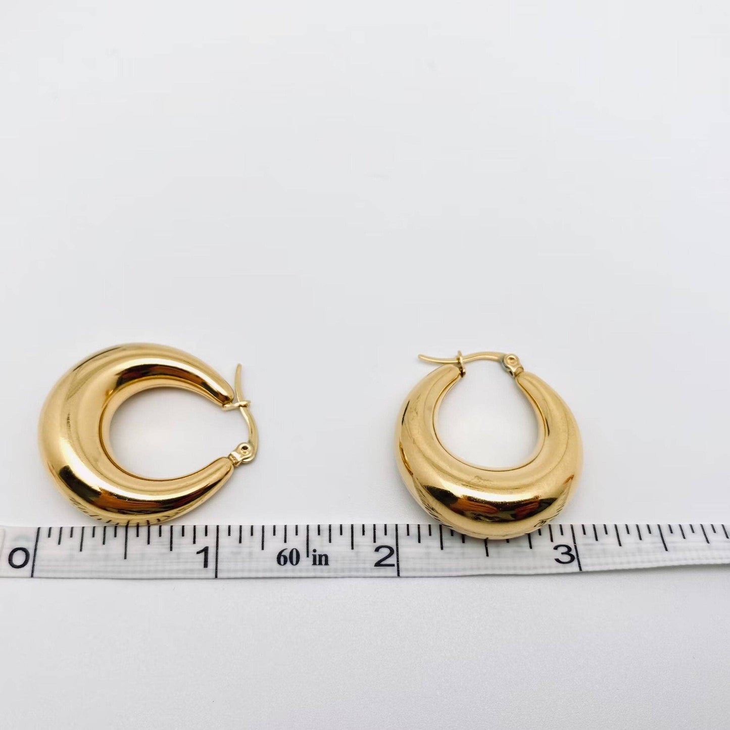 Geometric Gold Plated Stainless Steel Huggie Earrings