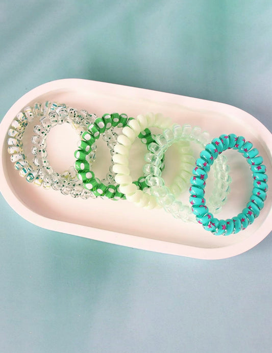 Green Coil Wire Hair Ties