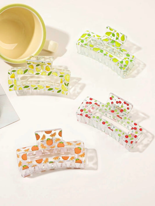 4 pcs Fruit Print Hair Claw Clips