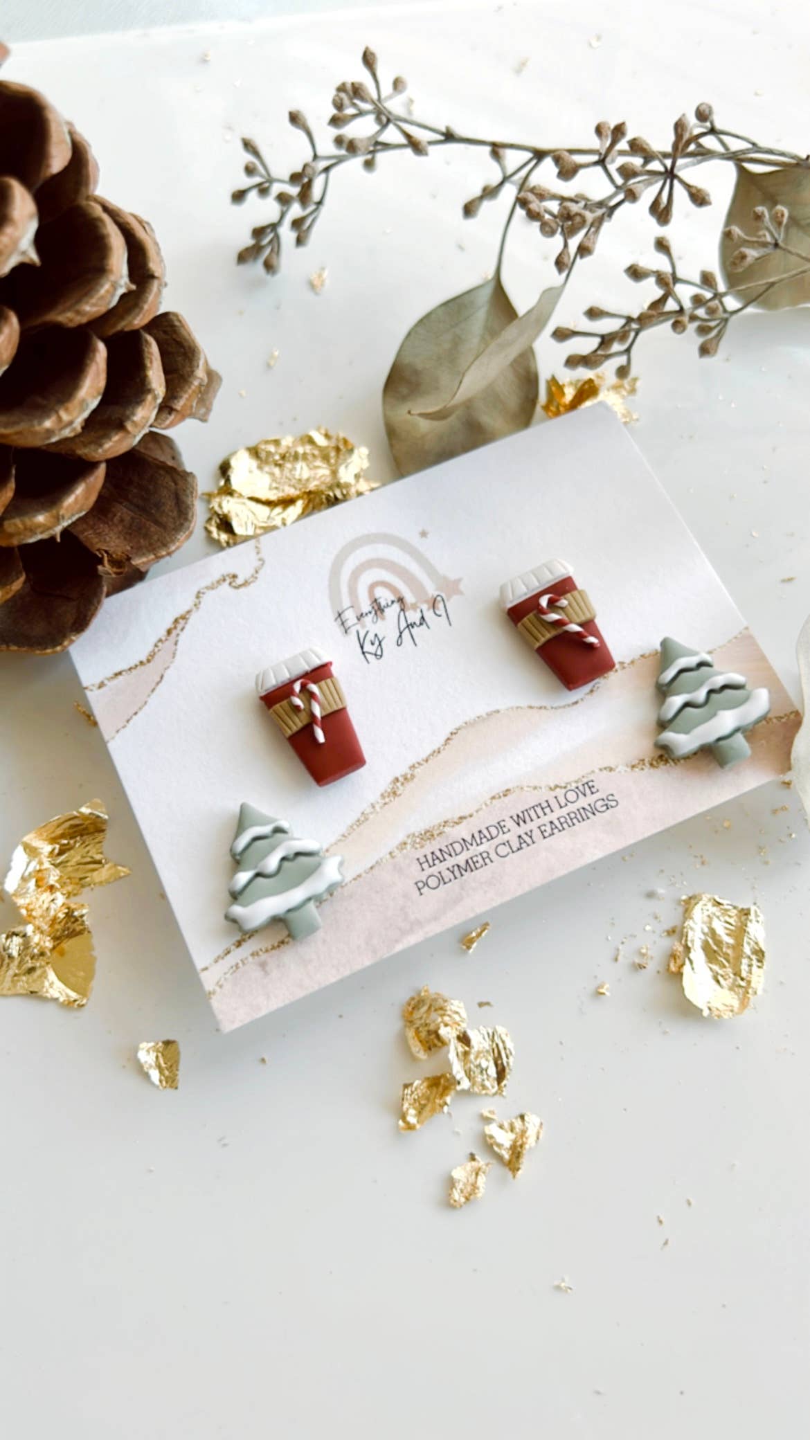 Holly Jolly Coffee and Snowy Tree Stud Set