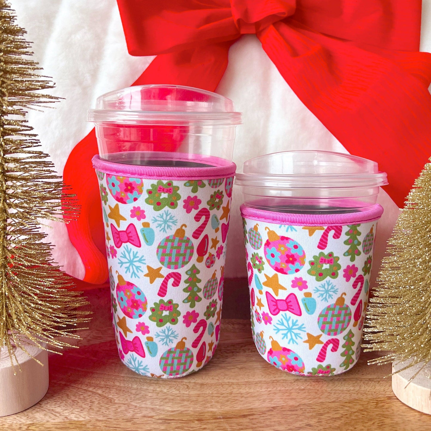 Coffee Cup Cover - Pink Christmas: Small / 16oz