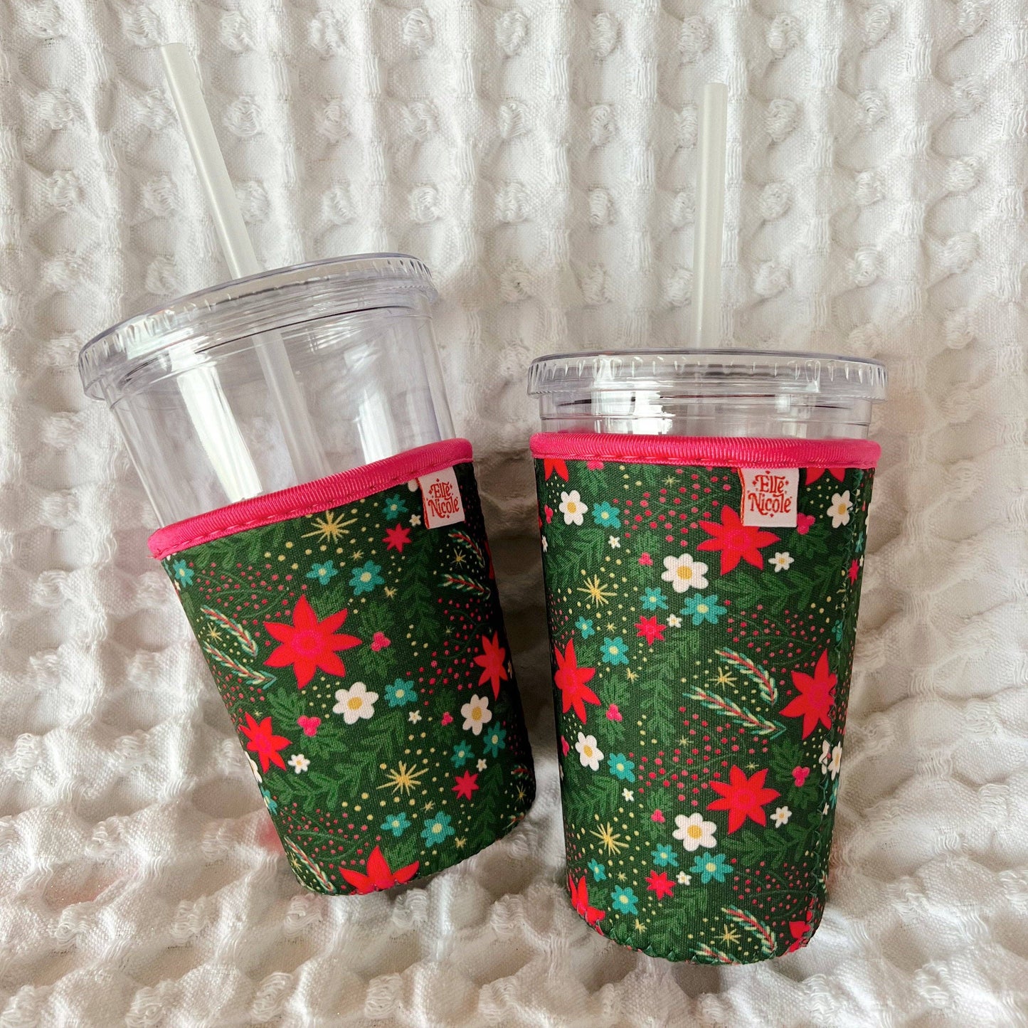 Coffee Cup Cover - Holiday Poinsettia Print: Small / 16oz