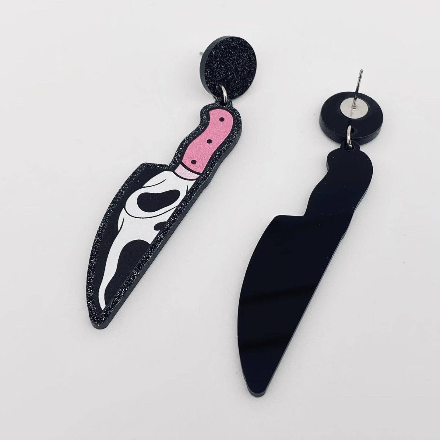 Halloween Pink Knife Earrings