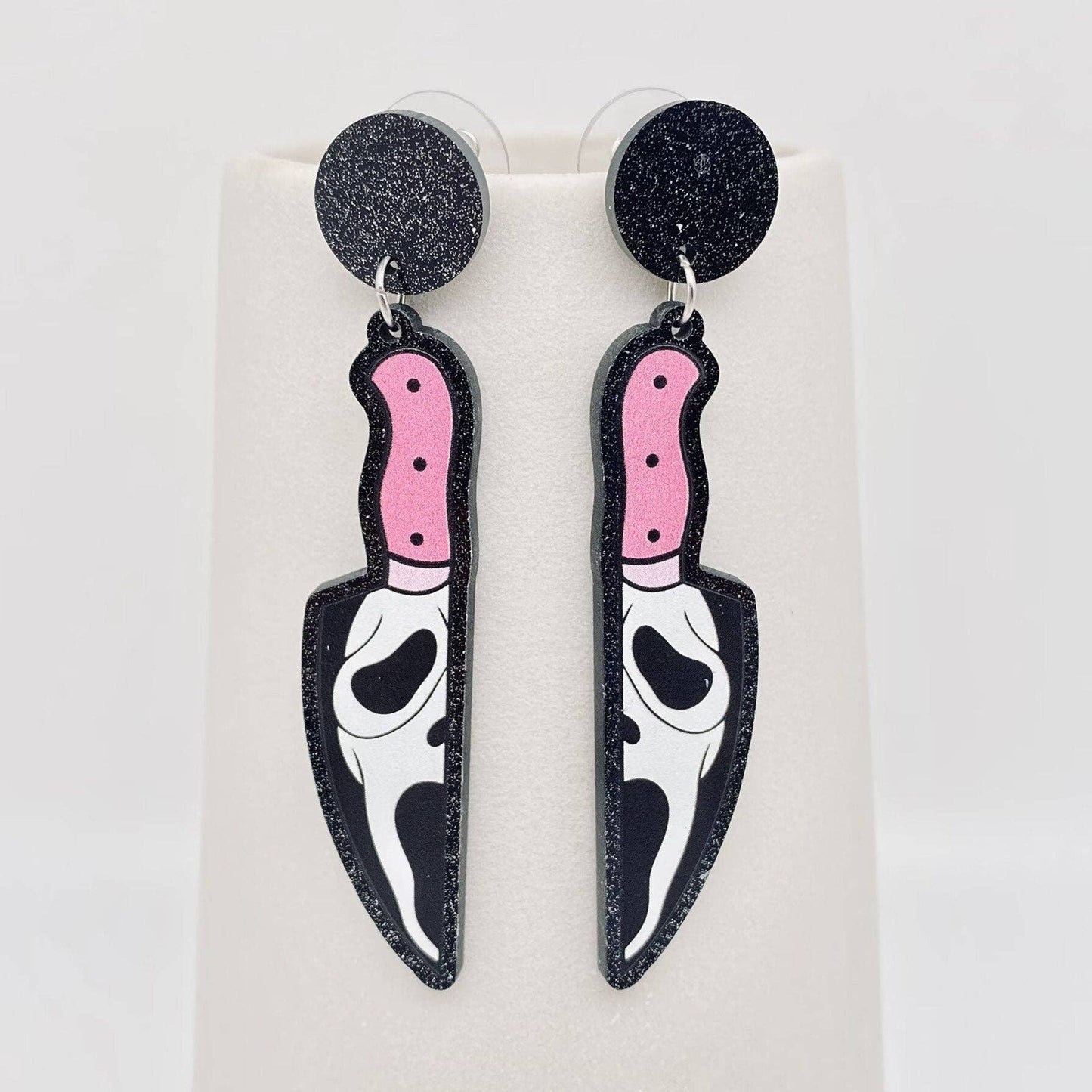 Halloween Pink Knife Earrings