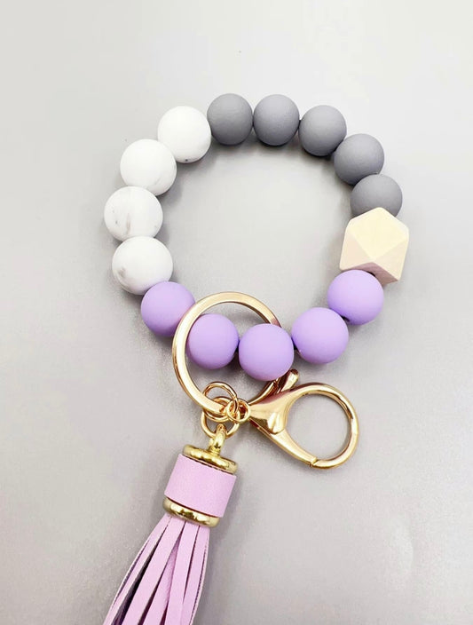 Light Purple Rubber Beaded Keychain