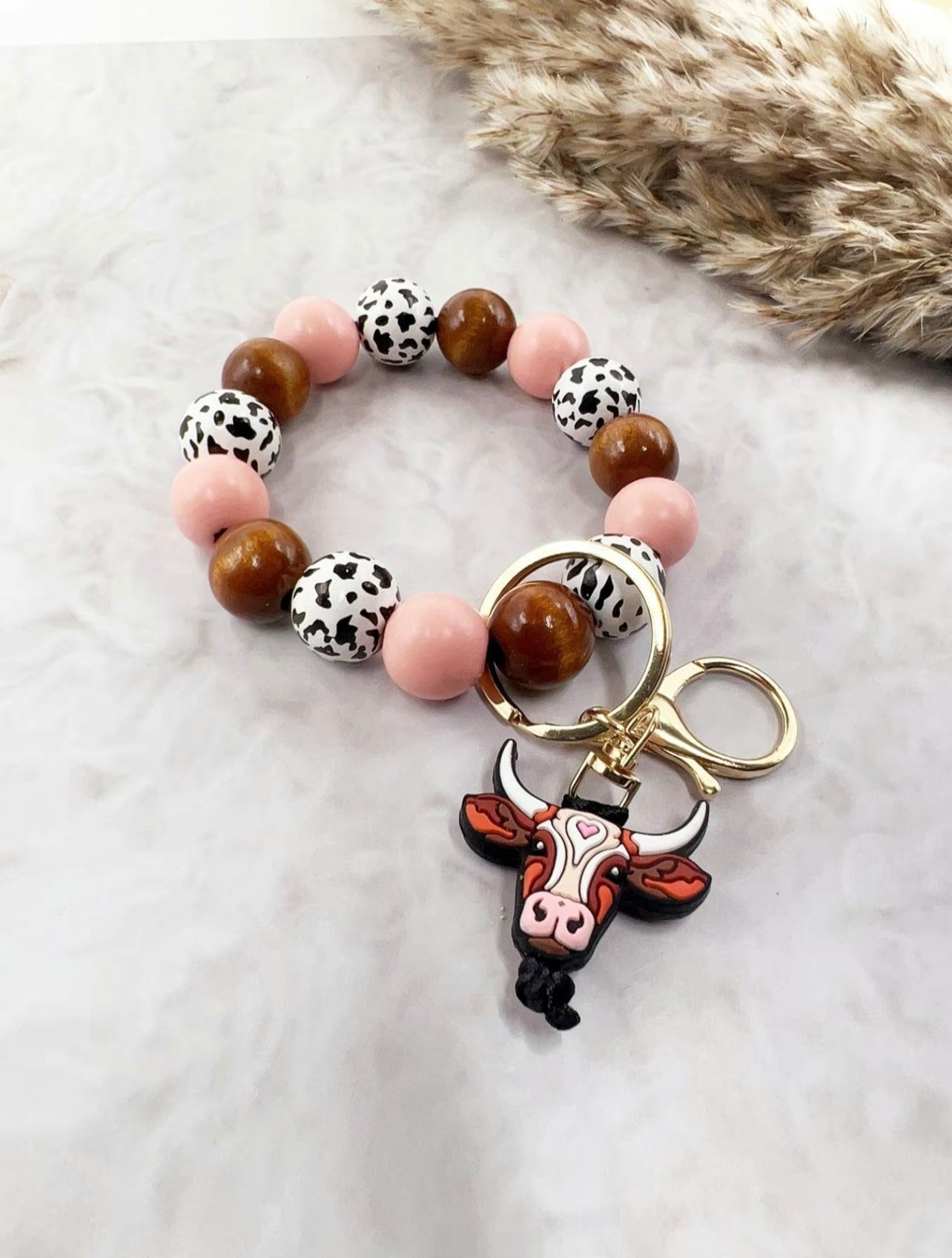 Wooden Beaded Key Chain