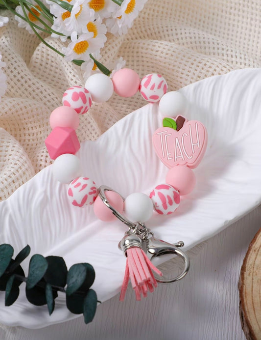 Rubber Beaded Key Chain - Teach