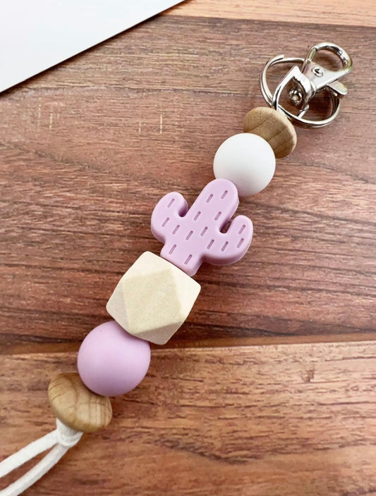 Pink Cactus Rubber Keychain