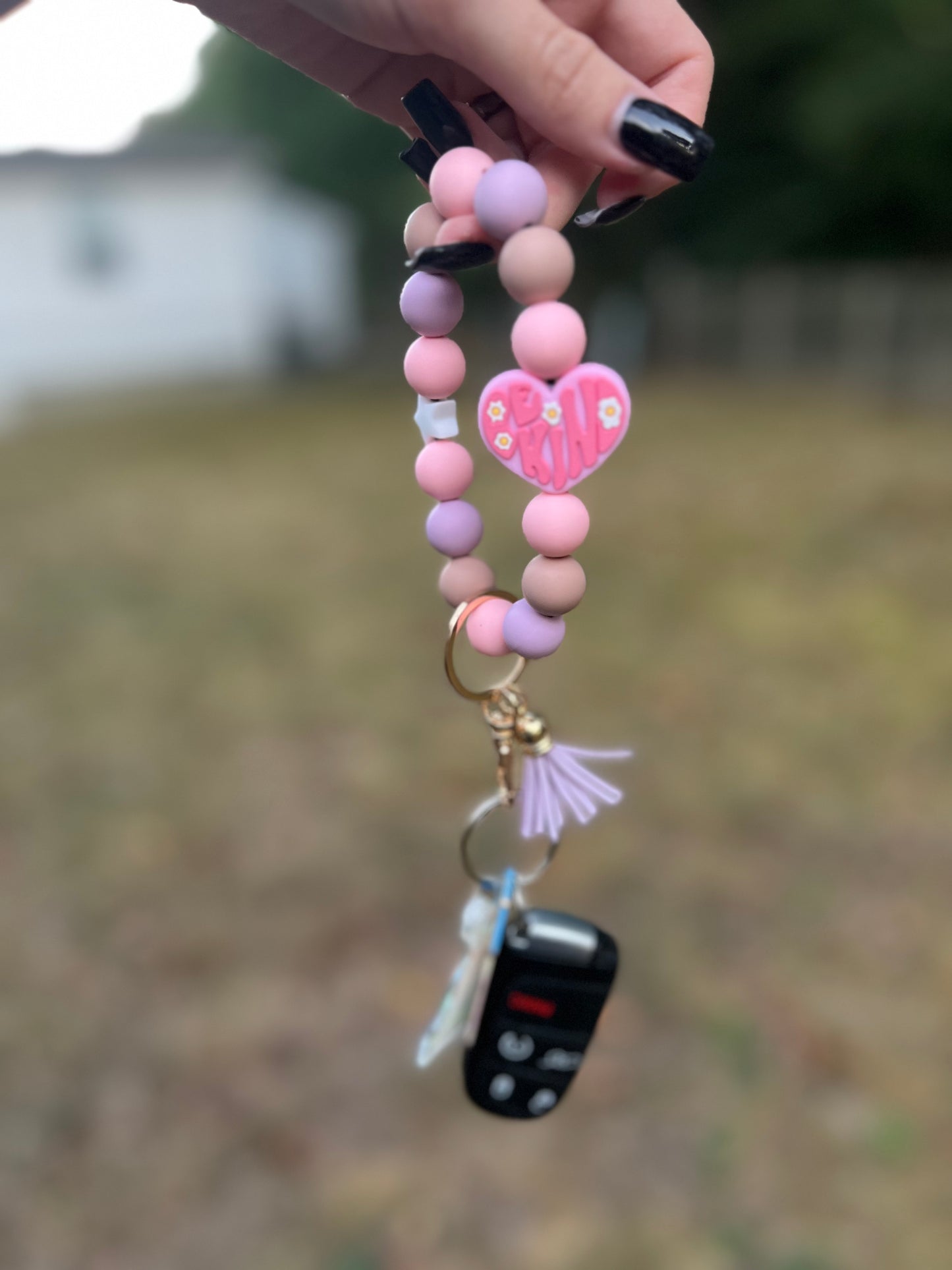 Rubber Beaded Key Chain-Be Kind