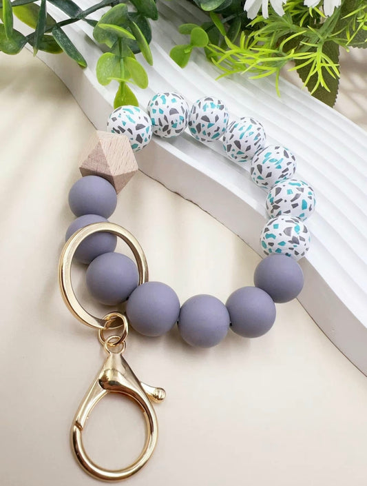 Wooden/Rubber Beaded Key Chain