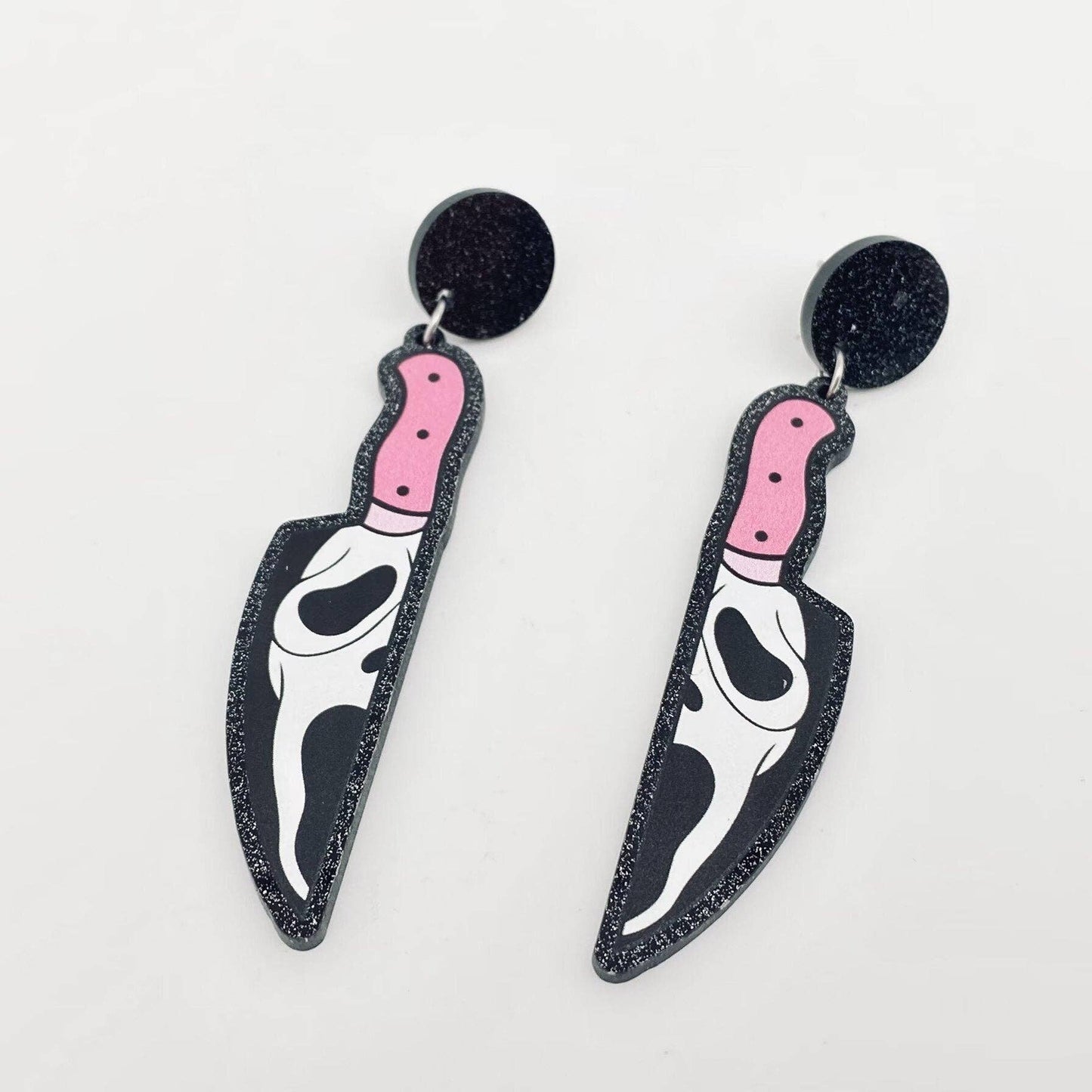 Halloween Pink Knife Earrings