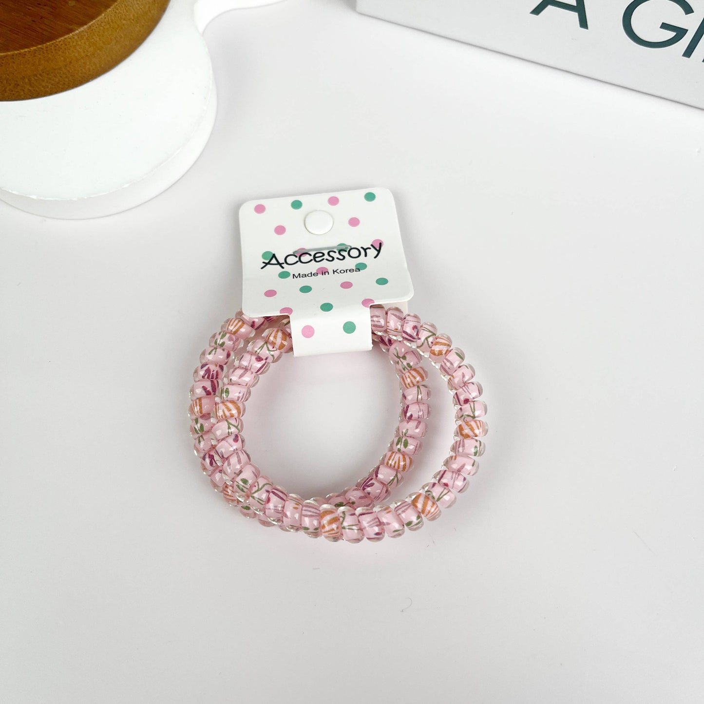 2 PCS Flower Cord Hair Tie: Pink