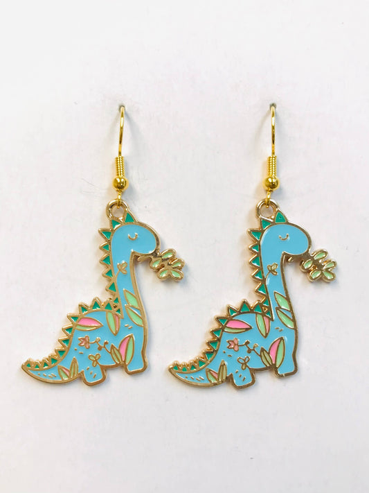 Dinosaur Flower- Enamel Earrings