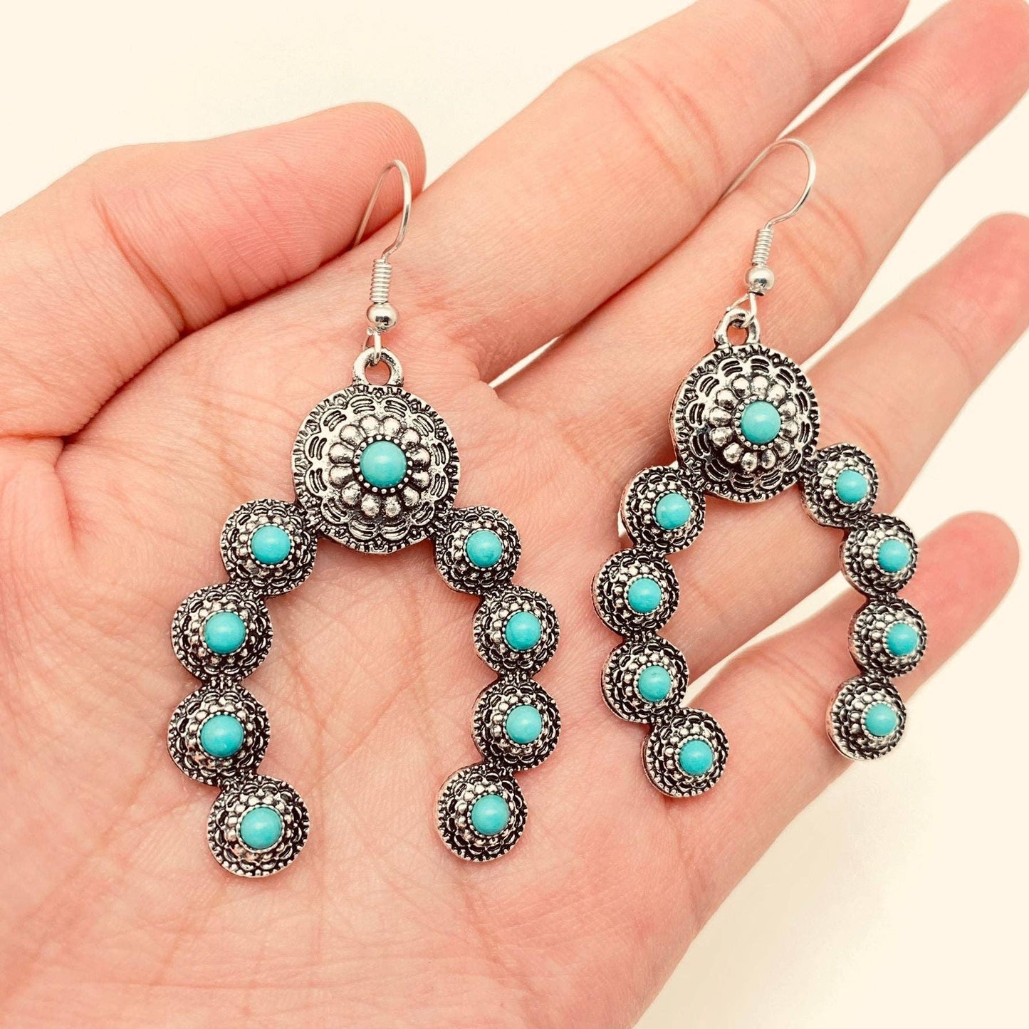 Turquoise Horseshoe Shape Dangle Earrings