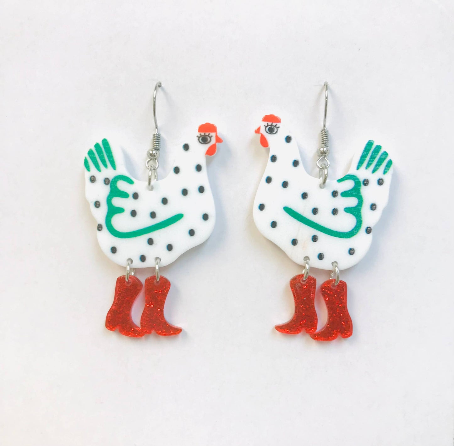 Acrylic Earrings: Hen with Boots