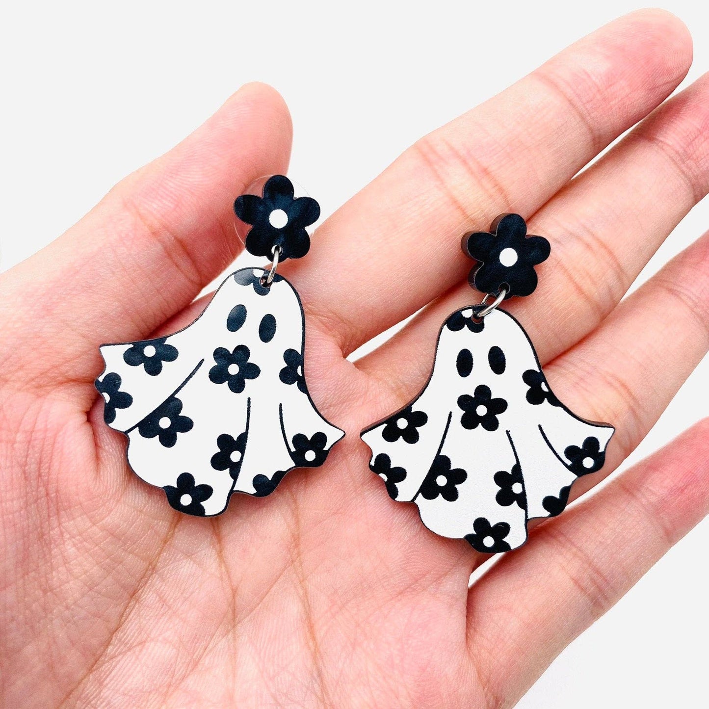 Halloween Flower Ghost Acrylic Earrings