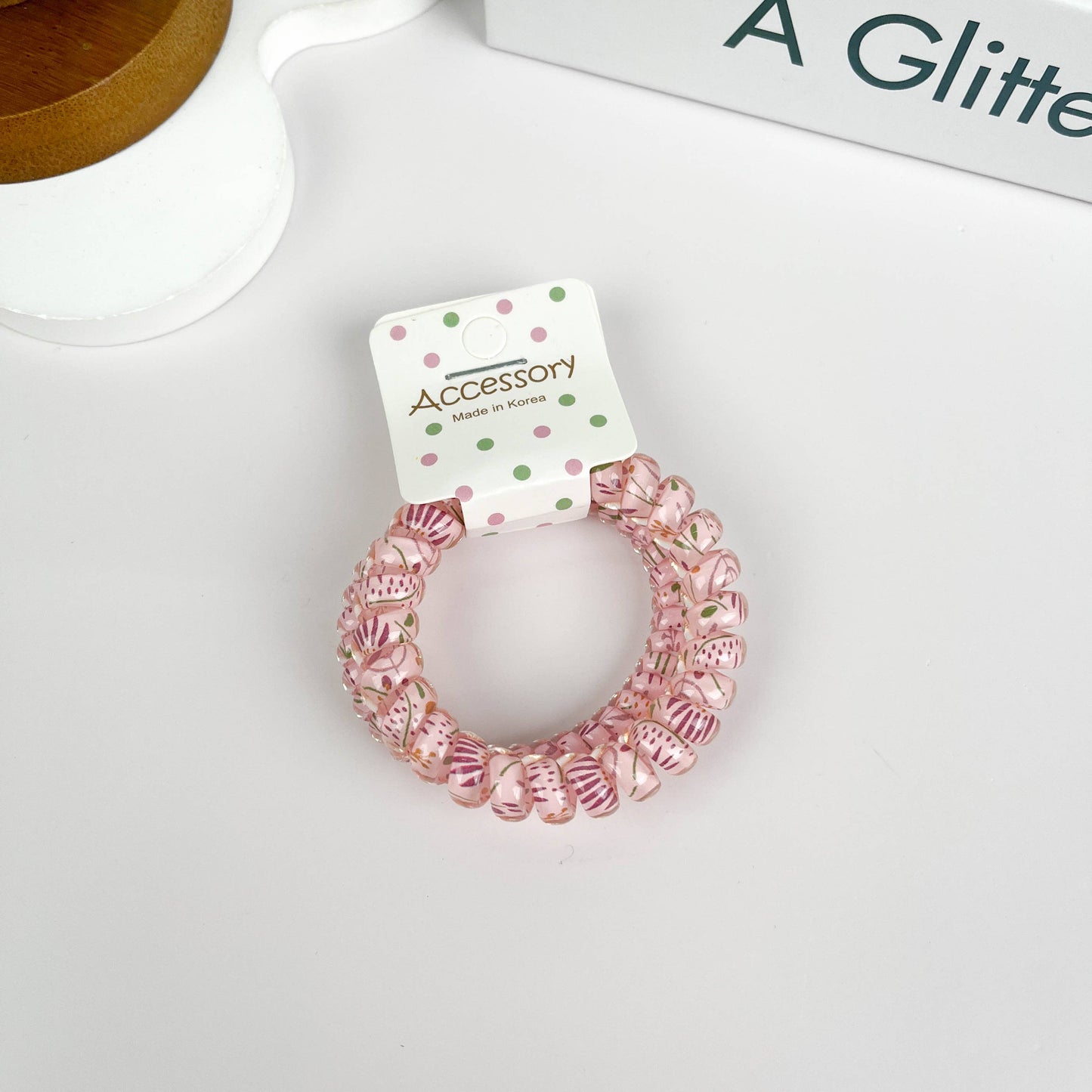 2 PCS Flower Cord Hair Tie: Pink