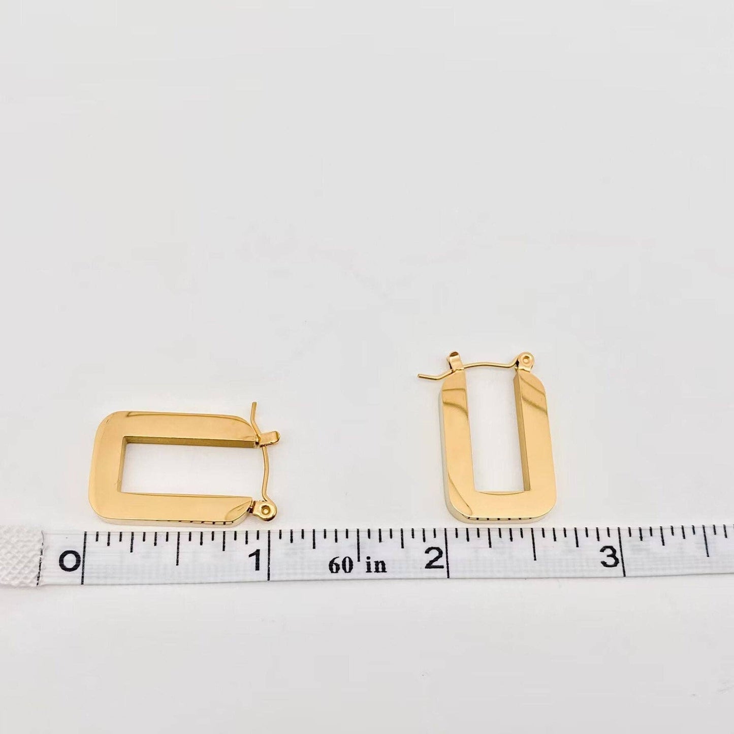 U Shape 18K Gold Plated Stainless Steel Hoop Earrings