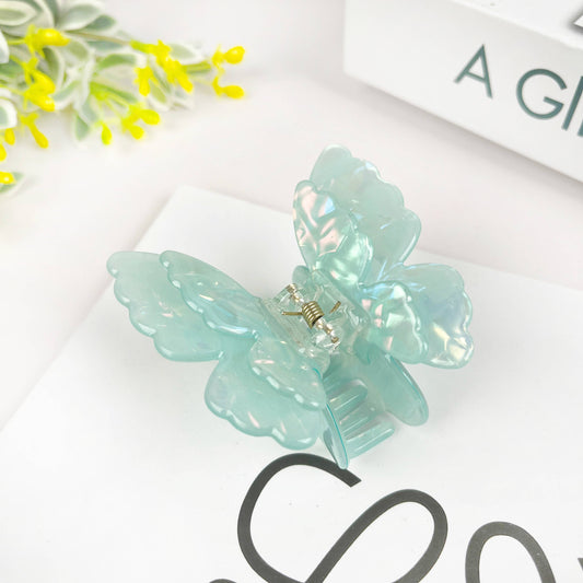 Double Layer Butterfly Hair Clip: Green