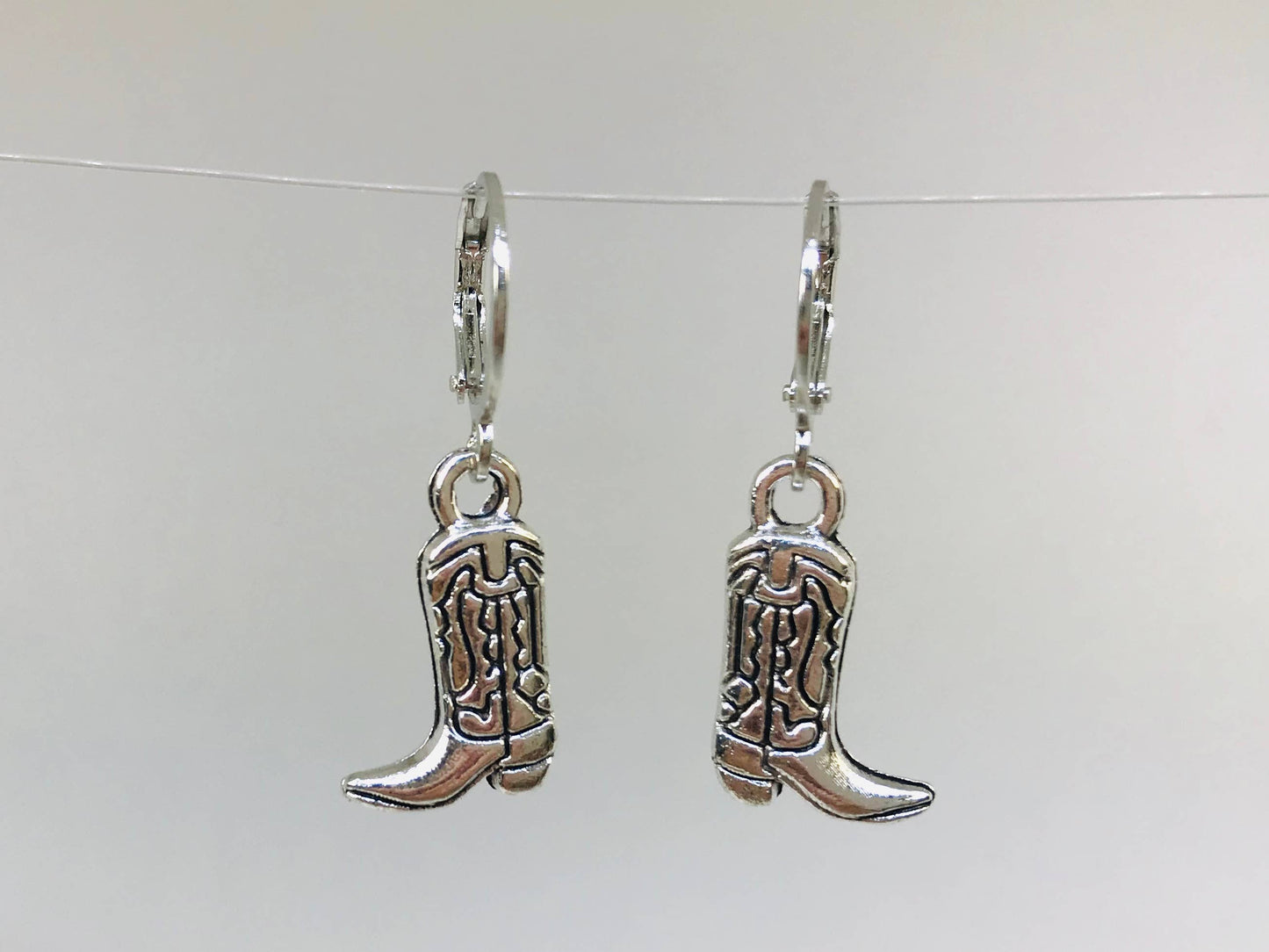 Cowboy Boots Earrings Country Western: Fish Wire