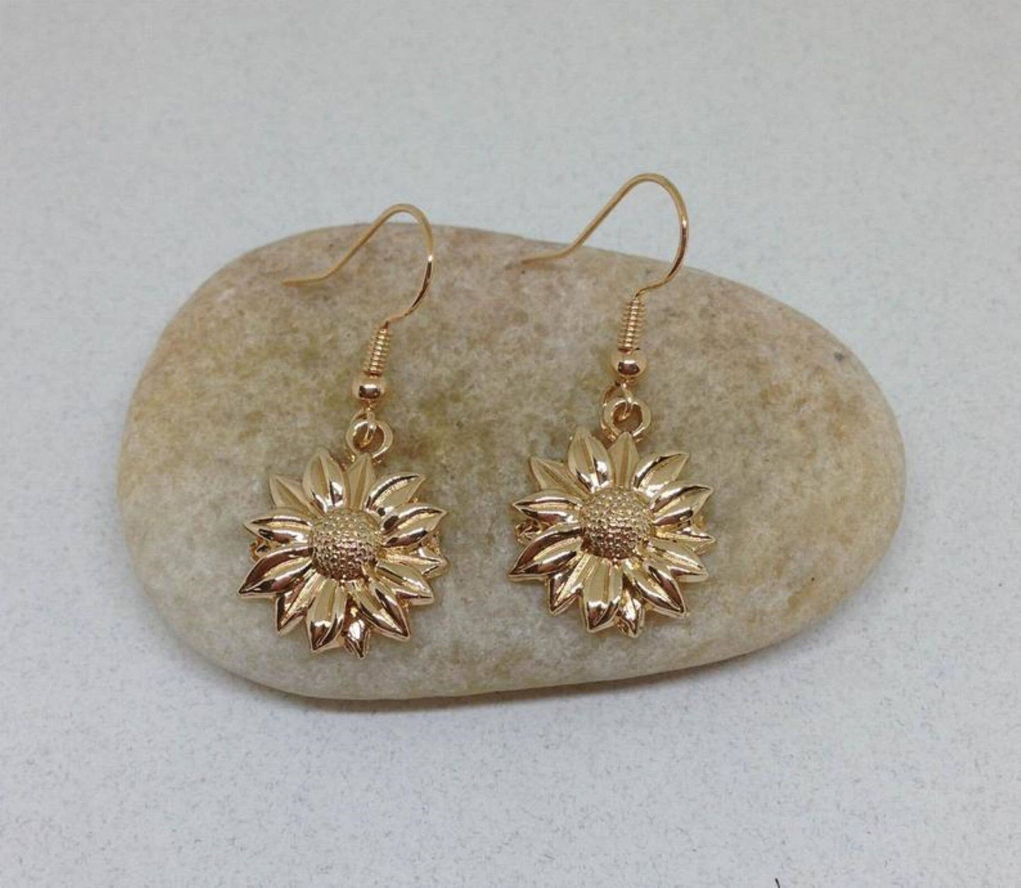 Gold Sunflower Earrings