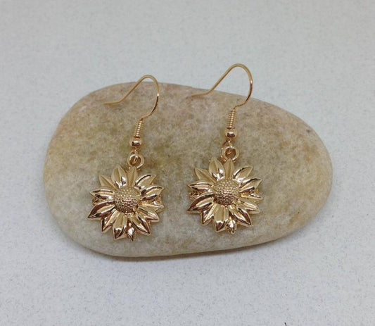 Gold Sunflower Earrings