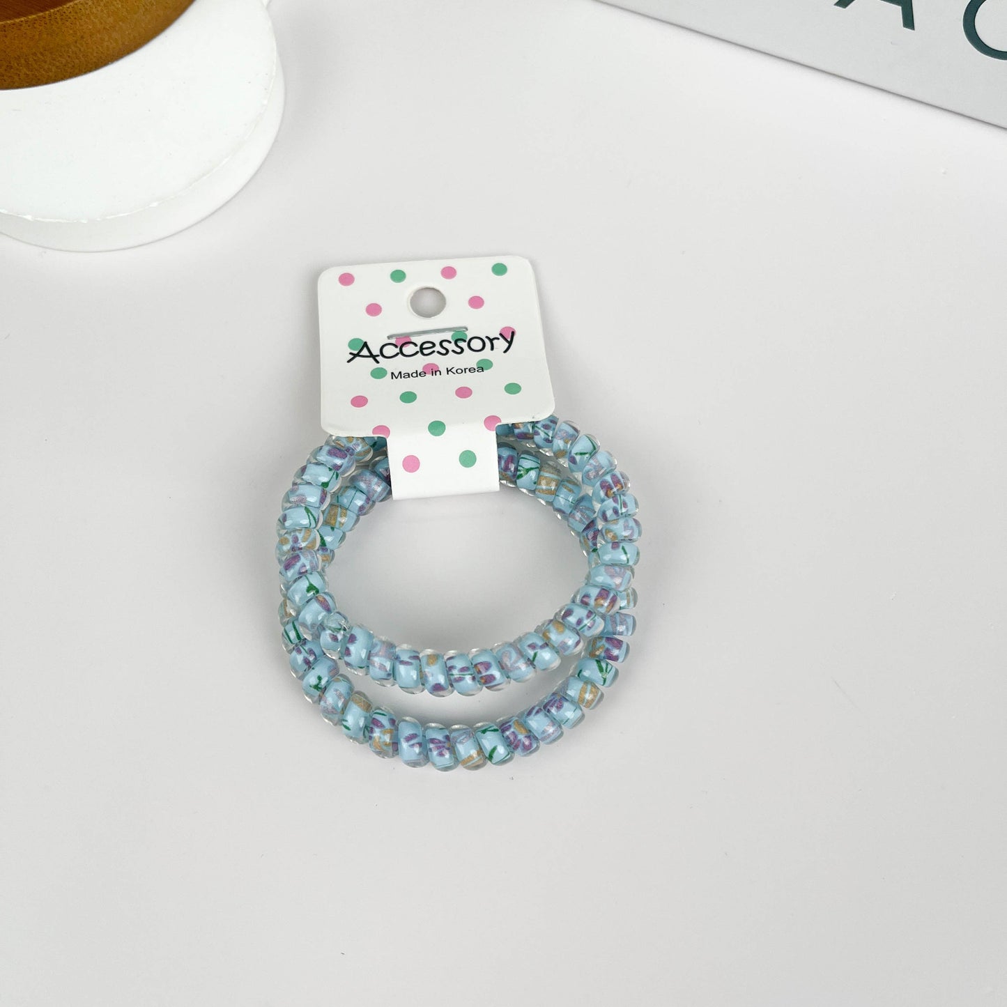 2 PCS Flower Cord Hair Tie: Blue