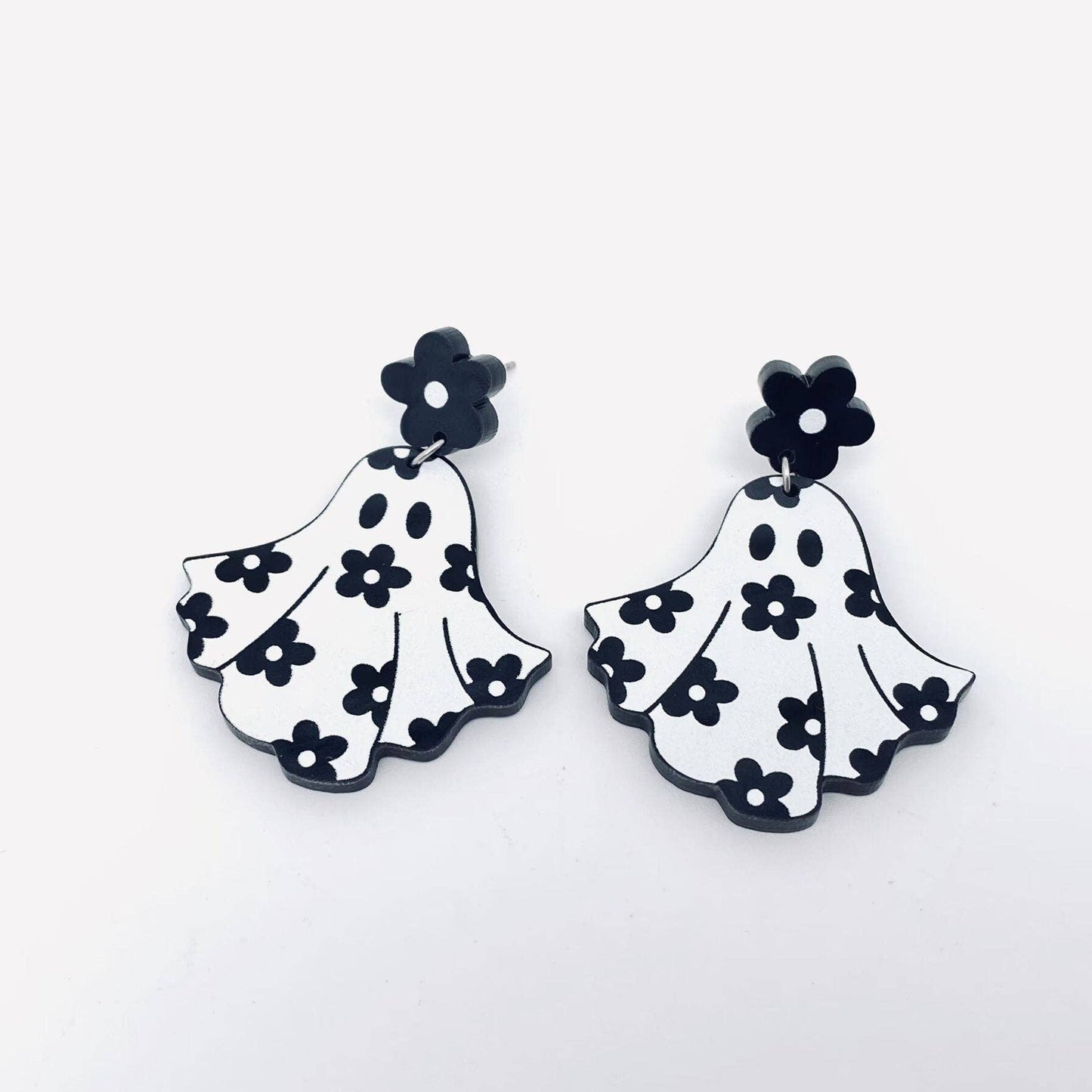 Halloween Flower Ghost Acrylic Earrings